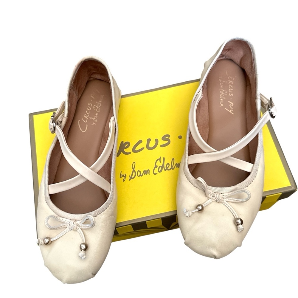 Circus by Sam Edelman Ivory Pearl Ballet Flats with Ankle Strap